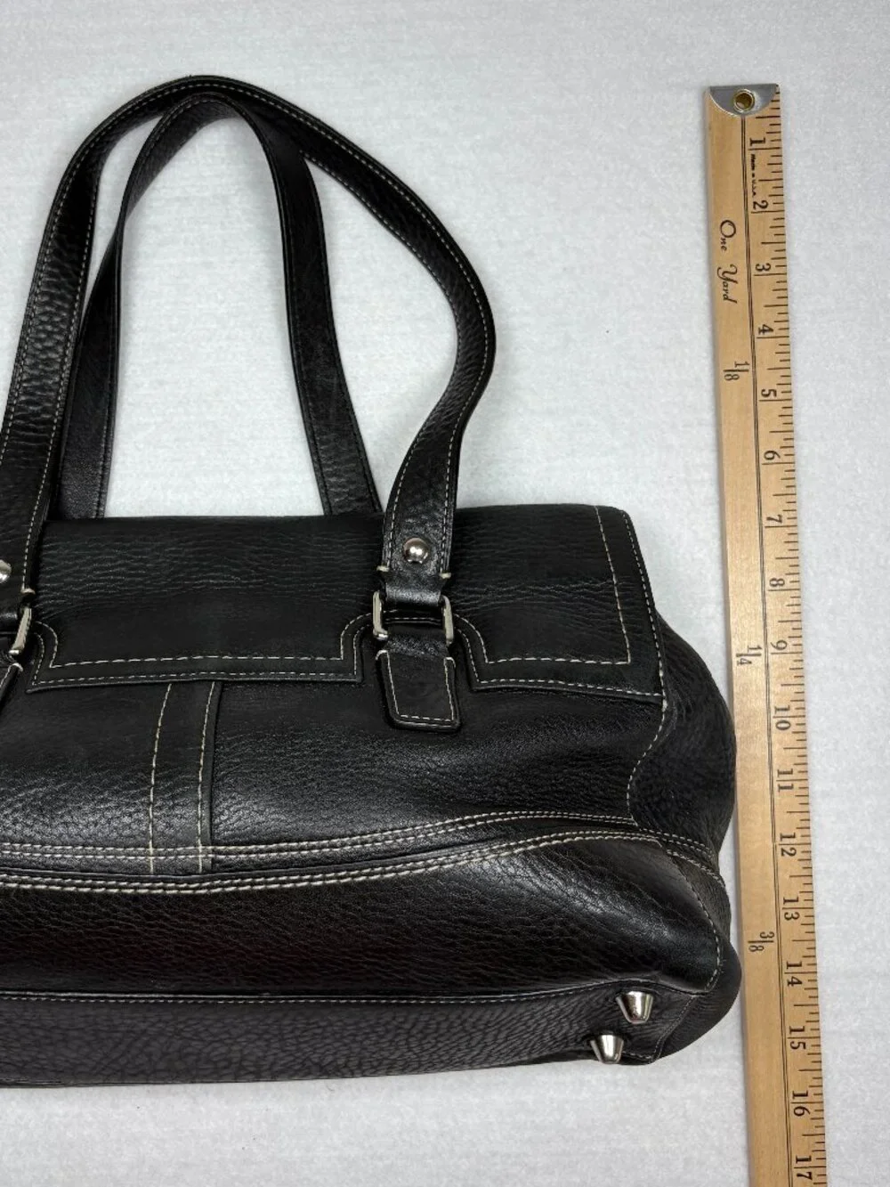 Coach Hamilton Black Pebbled Leather Turnlock Satchel Bag F13091 Quiet Luxury